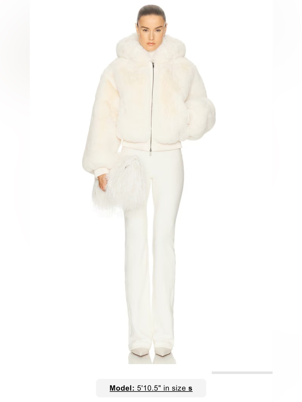 SKIMS Faux Fur Shrunken Hoodie Jacket - Egret Size small